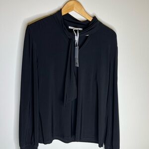 NWT Preston & York Black Long Sleeve Blouse Women’s Size M Knit Alice Stretchy